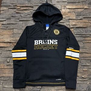 Boston Bruins Hoodie Sweatshirt Women Small Black Reebok Pullover NHL Hockey